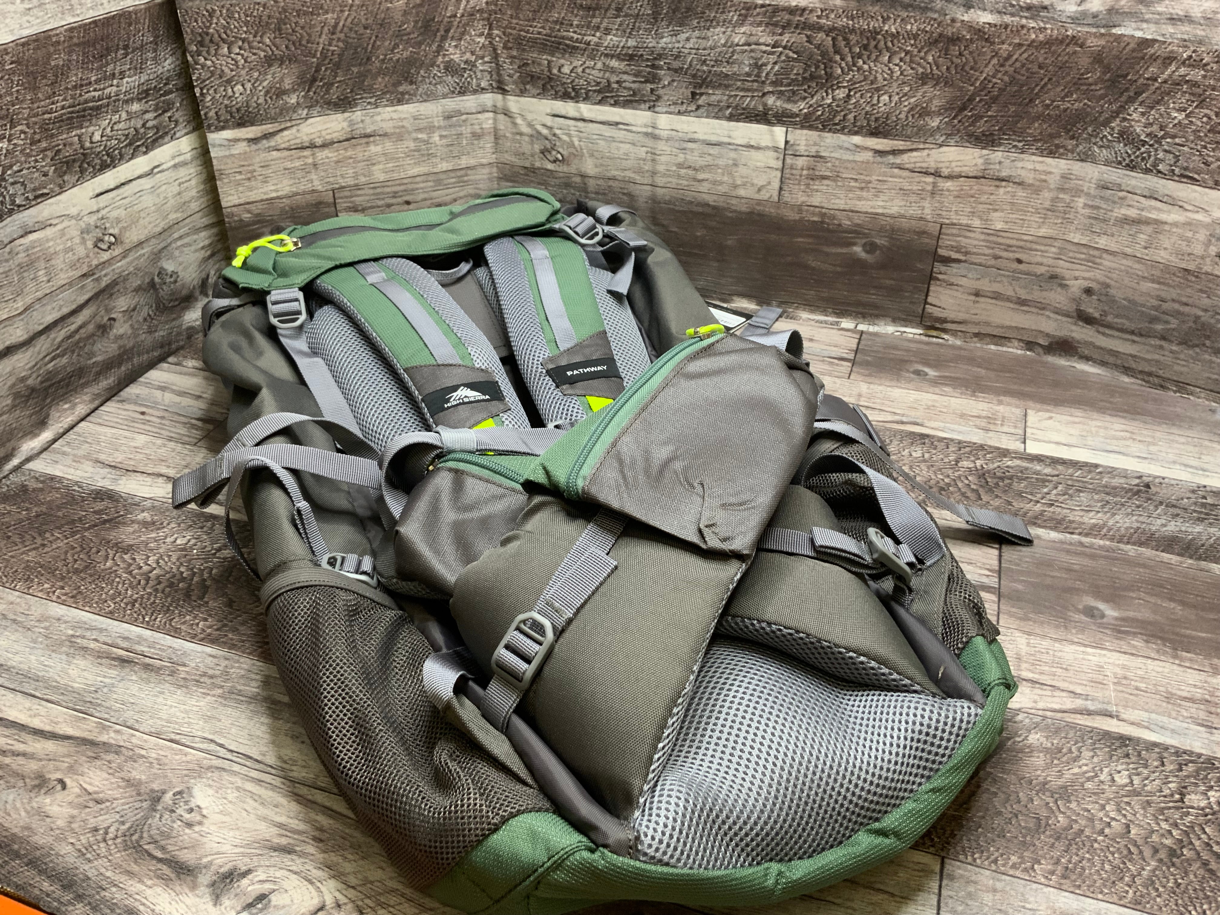 High Sierra Pathway Internal Frame Hiking Backpack, Pine/Slate/Chartreuse, 60L (8086242623726)